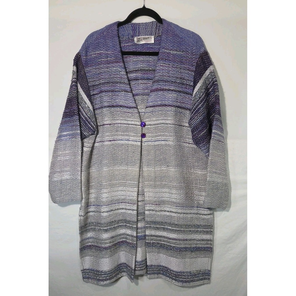 The Oregon Weaver Art to Wear Duster Jacket USA Handwoven Chenille Purple Ombre
